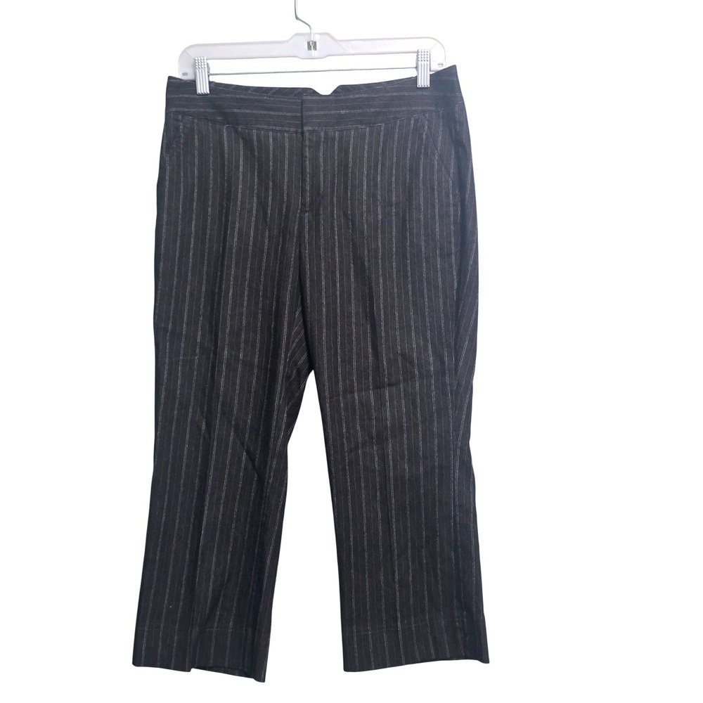 Dockers Stretch Black Pinstripe Cropped Straight Leg Trousers Womens Size 10P